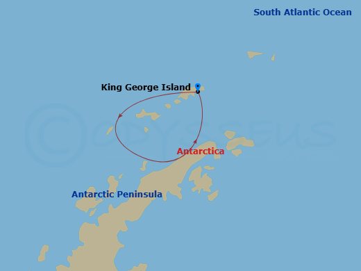 7 Night - King George Island Roundtrip - World Traveller - Starting in King George Island, Antarctic Peninsula / Captains Choice, Antarctic Sound / Captains Choice, King George Island itinerary map